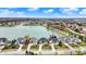 Beautiful aerial view of luxury homes along a serene lakefront, showcasing manicured lawns and tranquil waters at 4703 River Ridge Dr, Indianapolis, IN 46240