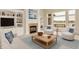 This inviting living room features a cozy fireplace and large windows with waterfront views at 4703 River Ridge Dr, Indianapolis, IN 46240