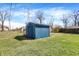 Backyard utility shed on the property's grassy lot at 5887 Meadowlark Dr, Indianapolis, IN 46226