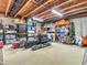 Unfinished basement with exposed ceiling and concrete walls offer ample storage opportunities at 6746 Wilmot Ln, Avon, IN 46123