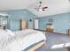 Spacious main bedroom boasting vaulted ceilings, natural light, and a ceiling fan at 6746 Wilmot Ln, Avon, IN 46123