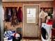 Messy laundry area has washer and dryer hookups, and storage space at 7154 S 325 W, Jamestown, IN 46147