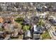 Wide aerial shot displaying the layout of the properties and streets in the suburban community at 774 Woodruff Pl E Dr, Indianapolis, IN 46201