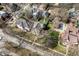 Overhead view of a neighborhood highlighting various homes and street layouts at 774 Woodruff Pl E Dr, Indianapolis, IN 46201