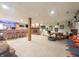 Finished basement featuring a custom bar, fireplace, and entertainment area at 7984 S Deer Lake Dr, Nineveh, IN 46164