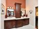 Double vanity with extra storage and granite countertop for a sleek bathroom design at 12917 Brighton Ln, Carmel, IN 46032