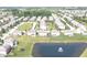 Gorgeous aerial view of the community with pond, fountain, and well-maintained homes at 12959 Balfour Rd, Fishers, IN 46037