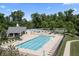 A large community pool with ample seating and a nearby recreation center at 12959 Balfour Rd, Fishers, IN 46037