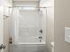 This bathroom features a clean shower tub combination at 1527 Canyon Oak Ln, Columbus, IN 47201
