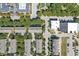 Aerial view of neighborhood homes with tree-lined streets and sidewalks at 2183 Glebe St, Carmel, IN 46032