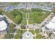 Beautiful aerial view of a community square with manicured landscaping and elegant white buildings at 2183 Glebe St, Carmel, IN 46032