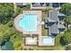Aerial view of a community pool with multiple pools and lounge chairs at 2183 Glebe St, Carmel, IN 46032