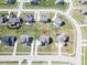 Neighborhood aerial view pinpointing a residence surrounded by well-maintained lawns and paved streets at 2314 Angelina Way, Greenwood, IN 46143