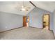 Large bedroom with grey walls, light carpet, a ceiling fan, and a closet at 5371 Lue Ann Ln, Mooresville, IN 46158