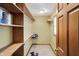 View of a closet with built-in wooden shelving at 5371 Lue Ann Ln, Mooresville, IN 46158