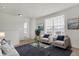 A cozy sitting area with comfortable seating options and a stylish blue rug is featured in this upper-level room at 6075 Meadowview Dr, Whitestown, IN 46075