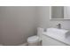 Modern half-bathroom with white vanity, vessel sink, and updated fixtures for a sleek look at 6345 Meadowview Dr, Whitestown, IN 46075