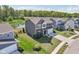 Aerial view of a house showcasing its backyard, pond, and well-maintained surroundings in a residential neighborhood at 9723 Violet Cir, Indianapolis, IN 46239