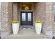 Inviting front entrance with double doors, brick surround, and decorative plants at 9931 Woodlands Dr, Fishers, IN 46037