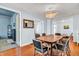 Stylish dining room with wood floors, table with seating, and blue walls at 1655 Cornell Ave, Indianapolis, IN 46202