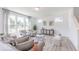Bright living room featuring large windows, stylish furniture, and neutral decor at 4739 E Shadowbrook Dr, Camby, IN 46113
