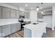 Well-lit kitchen with a large center island, stainless steel appliances, and gray cabinetry at 5785 Cr W 750 N, McCordsville, IN 46055