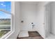 Empty laundry room with modern vinyl flooring, a utility sink, and a view of the neighborhood at 5785 Cr W 750 N, McCordsville, IN 46055