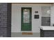 Close up of house's entryway with a decorative front door and stylish brick pillars at 843 N Oxford St, Indianapolis, IN 46201