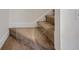 Carpeted stairway is prepped with plastic coverings for renovation at 843 N Oxford St, Indianapolis, IN 46201