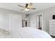 Bright bedroom with a large closet, neutral walls and ceiling fan at 1240 Wayne St, Noblesville, IN 46060