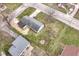 Aerial view of backyard with fire pit and lawn at 1400 W Cowing Dr, Muncie, IN 47304