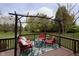 Outdoor deck featuring a pergola with string lights and comfortable seating at 15638 River Birch Rd, Westfield, IN 46074