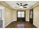 Bedroom with ceiling fan, and hardwood floors at 195 Hess Rd, Martinsville, IN 46151