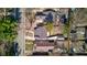 Aerial shot of rooftops showcasing property layouts, driveways, and verdant backyard spaces on a sunny day at 5937 Guilford Ave, Indianapolis, IN 46220