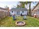 Backyard with a fire pit, lawn, and two blue Adirondack chairs at 5937 Guilford Ave, Indianapolis, IN 46220