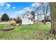 Backyard featuring firepit, mature trees, and outdoor entertaining space at 6611 Valley Mills Ave, Indianapolis, IN 46241