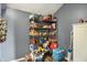Organized pantry with metal shelving offering ample storage for food items at 6611 Valley Mills Ave, Indianapolis, IN 46241