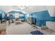 Bright bonus room with blue accent wall, ceiling fan, and ample space, ideal for recreation or entertainment at 7254 Cambridge Pl, Avon, IN 46123