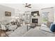 Comfortable living room with a fireplace and open access to the kitchen and dining area at 7254 Cambridge Pl, Avon, IN 46123