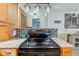 Close up of a electric stove and kitchen countertops in a residential kitchen at 10573 W 550 N, Thorntown, IN 46071