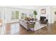 Bright living room with large windows, hardwood floors, a fireplace, and comfortable, neutral furnishings at 18203 Sunbrook Way, Westfield, IN 46074