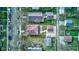 An aerial view shows houses with well-maintained lawns, streets, and a variety of architectural styles at 2620 Central Ave, Indianapolis, IN 46205
