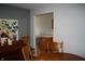 Dining area featuring a painting, a piano, and a wooden table with elegant chairs at 5437 Powder River Ct, Indianapolis, IN 46221