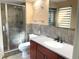 Bathroom featuring a large glass shower and updated vanity at 1054 Carters Grove, Indianapolis, IN 46260