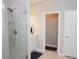 Bathroom view highlighting a modern glass-enclosed shower with stylish fixtures and tiling at 1274 Clairet, Westfield, IN 46074