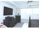 Bright bedroom with white trim, ceiling fan, dresser, and large windows with plenty of natural light at 1274 Clairet, Westfield, IN 46074