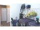 Functional laundry room equipped with modern washer and dryer units and ample shelving at 1274 Clairet, Westfield, IN 46074