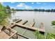 Wooden dock extending into the lake, perfect for boating and water activities at 22 Point Ln, Arcadia, IN 46030