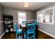 Inviting dining room with a wooden table, blue chairs, and ample natural light at 4910 East 21St St, Indianapolis, IN 46218