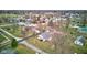 Panoramic aerial view showcasing a quaint neighborhood with well-spaced homes and mature trees at 502 E Washington St, Summitville, IN 46070